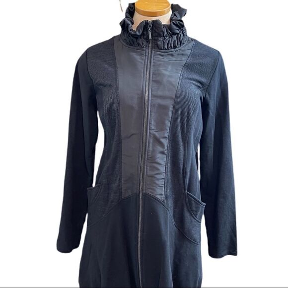 YEST Black Ruffle Jacket Parka Size M/L/XL See Measurements - Picture 2 of 14